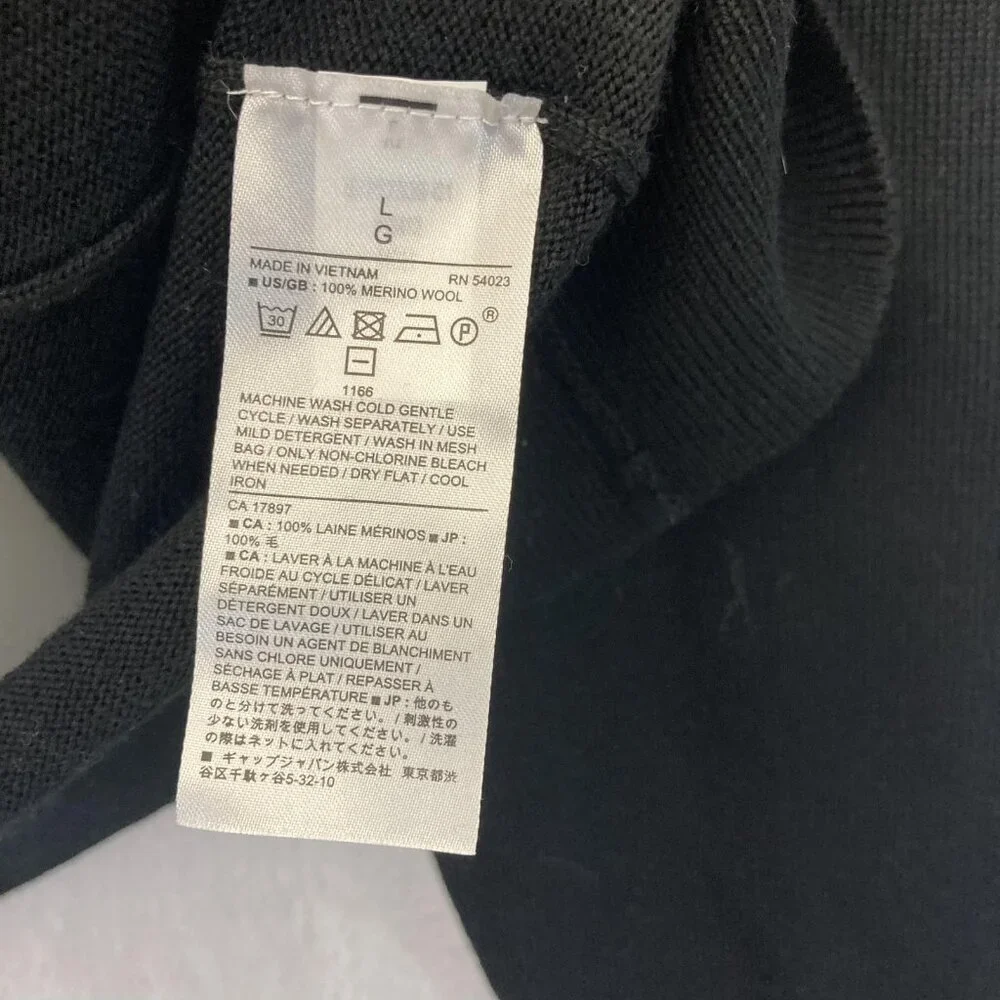 Banana Republic 100% Merino Wool Sweater Mens Large L Black Lightweight Pullover